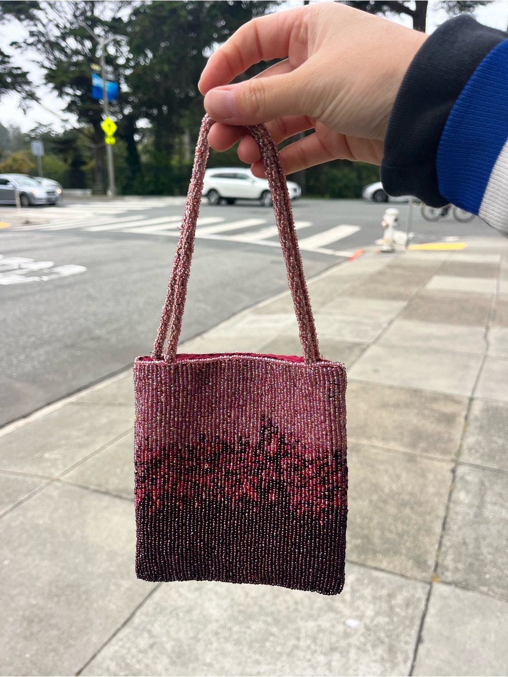 Beaded Pink Ombre Hand Bag